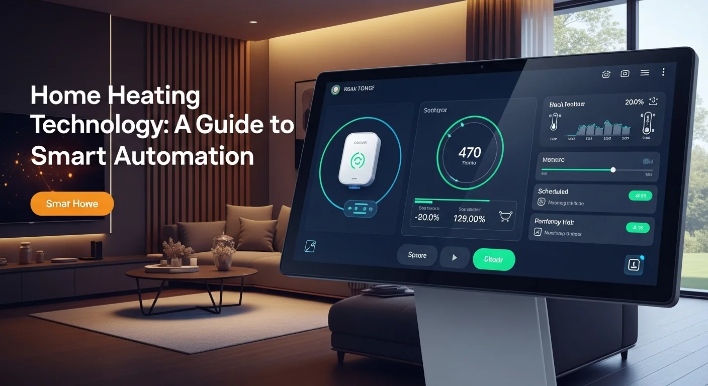 Modern technology landscape with business elements and tech solutions for Home Heating