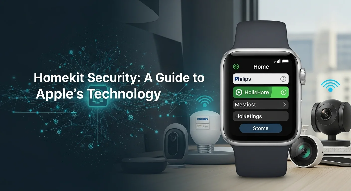 Modern technology landscape with business elements and tech solutions for Homekit Security