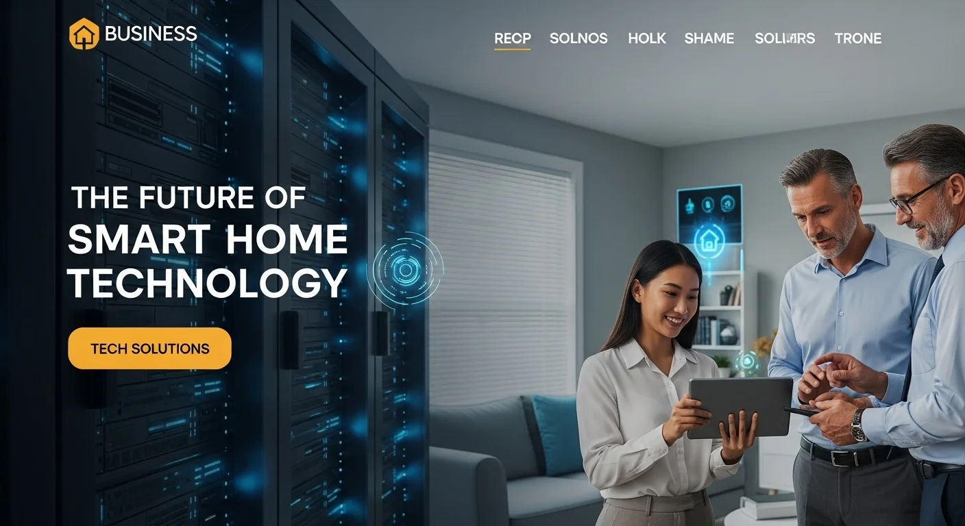 Modern technology landscape with business elements and tech solutions for House Automation