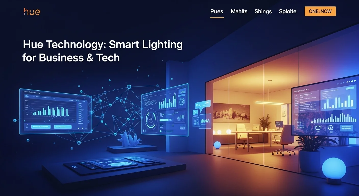 Modern technology landscape with business elements and tech solutions for Hue