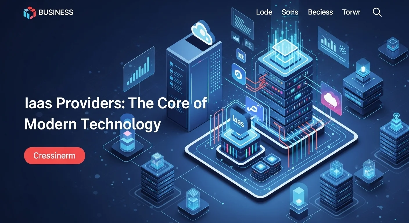 Modern technology landscape with business elements and tech solutions for Iaas Providers