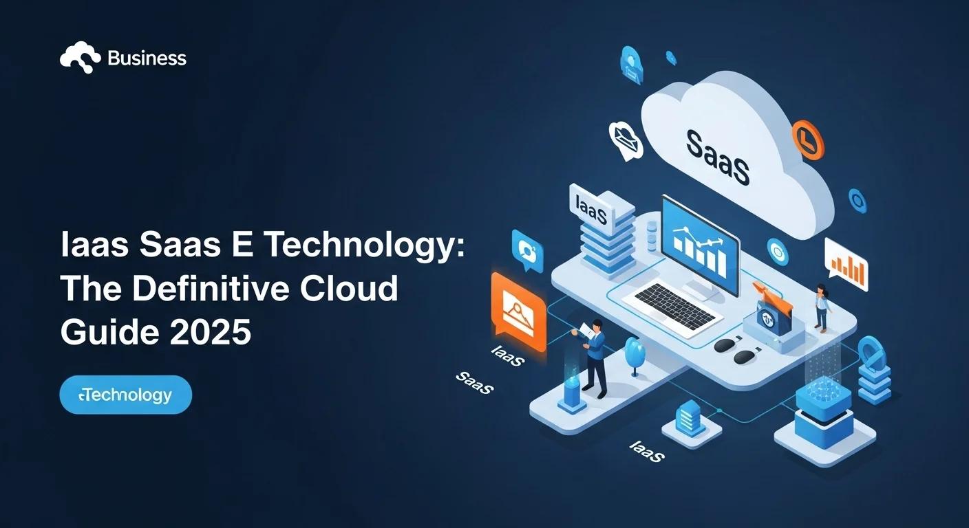 Modern technology landscape with business elements and tech solutions for Iaas Saas E