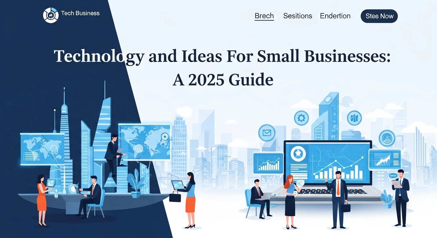 Modern technology landscape with business elements and tech solutions for Ideas For Small