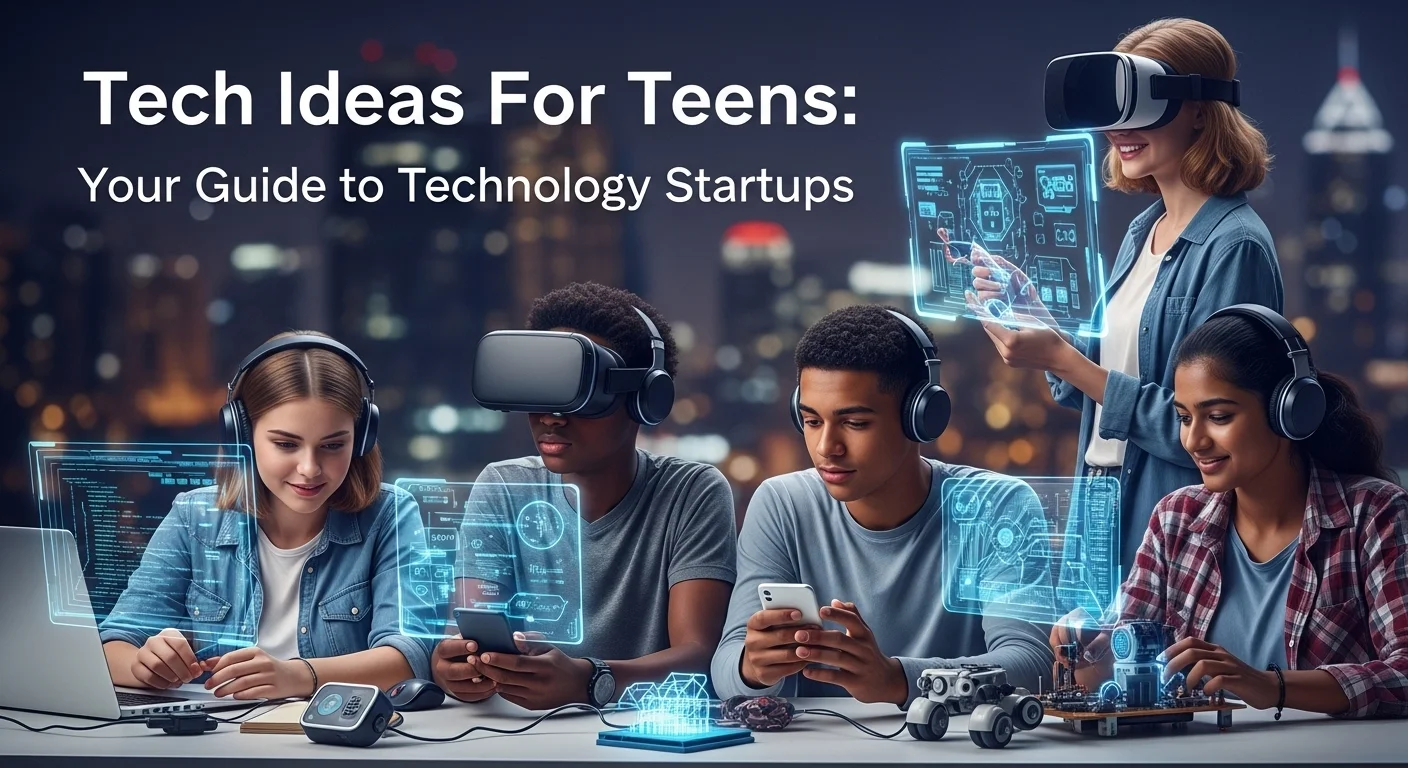Modern technology landscape with business elements and tech solutions for Ideas For Teens