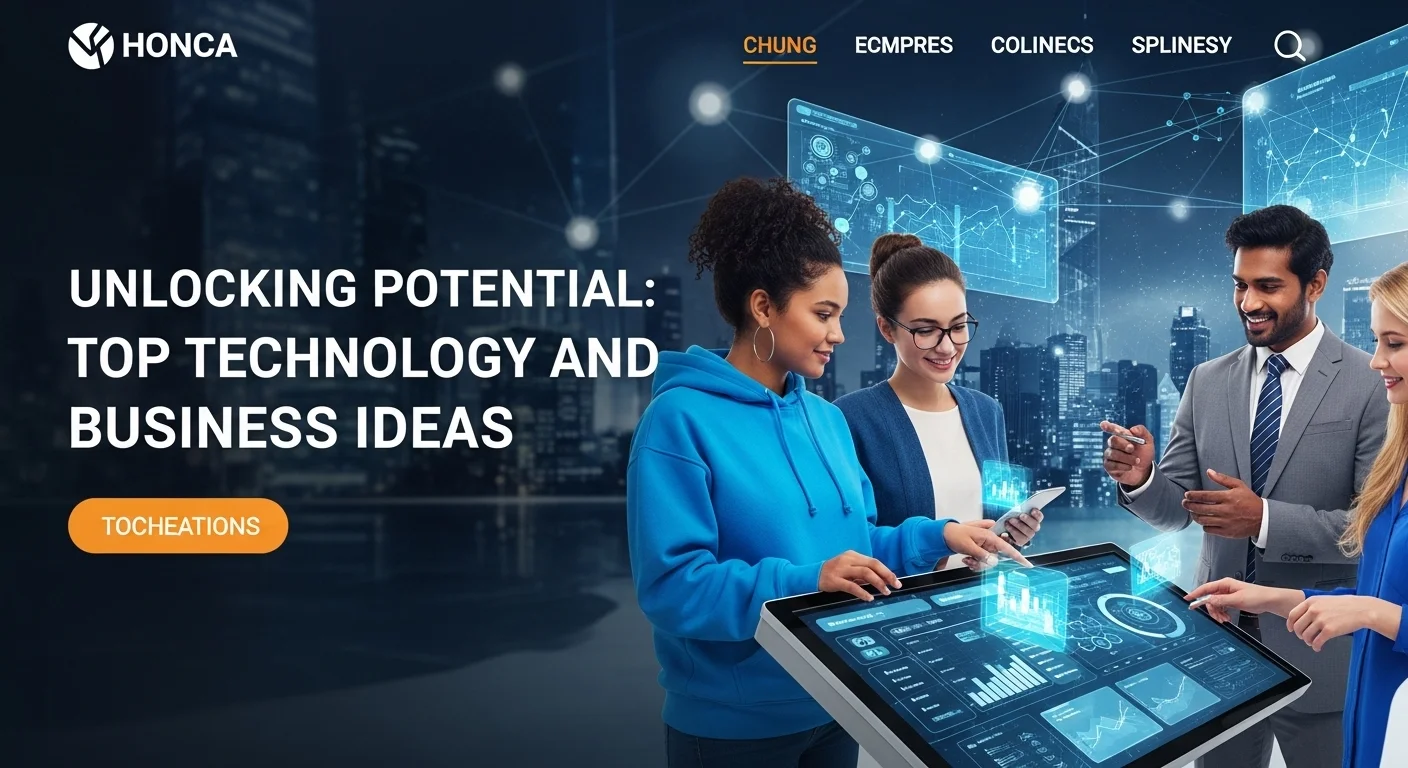Modern technology landscape with business elements and tech solutions for Ideas