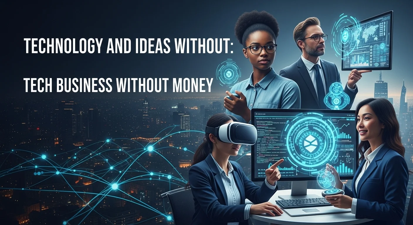 Modern technology landscape with business elements and tech solutions for Ideas Without
