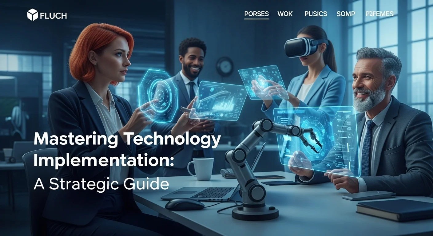 Modern technology landscape with business elements and tech solutions for Implementation