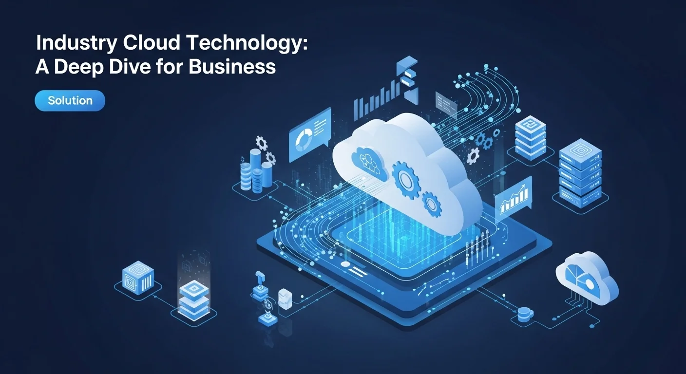 Modern technology landscape with business elements and tech solutions for Industry Cloud