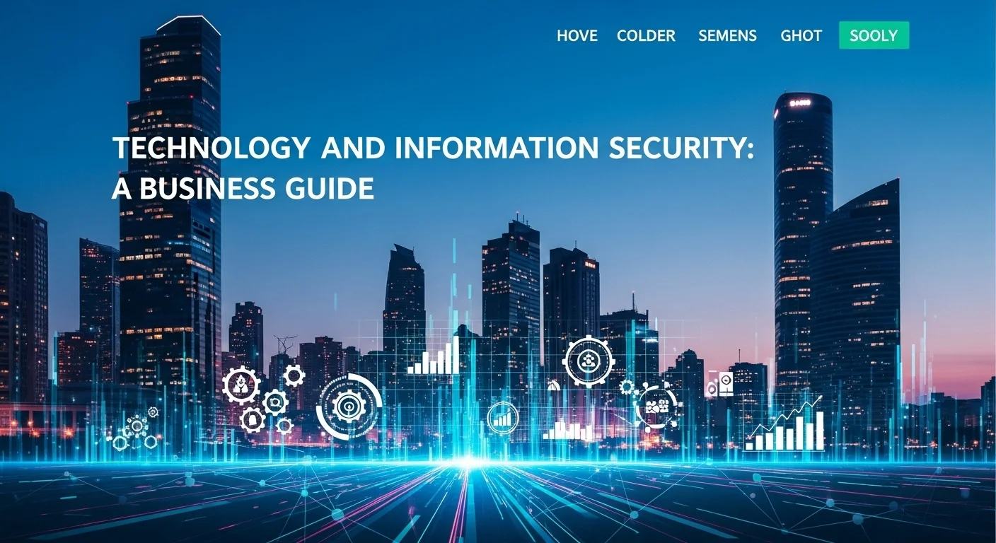 Modern technology landscape with business elements and tech solutions for Information Security