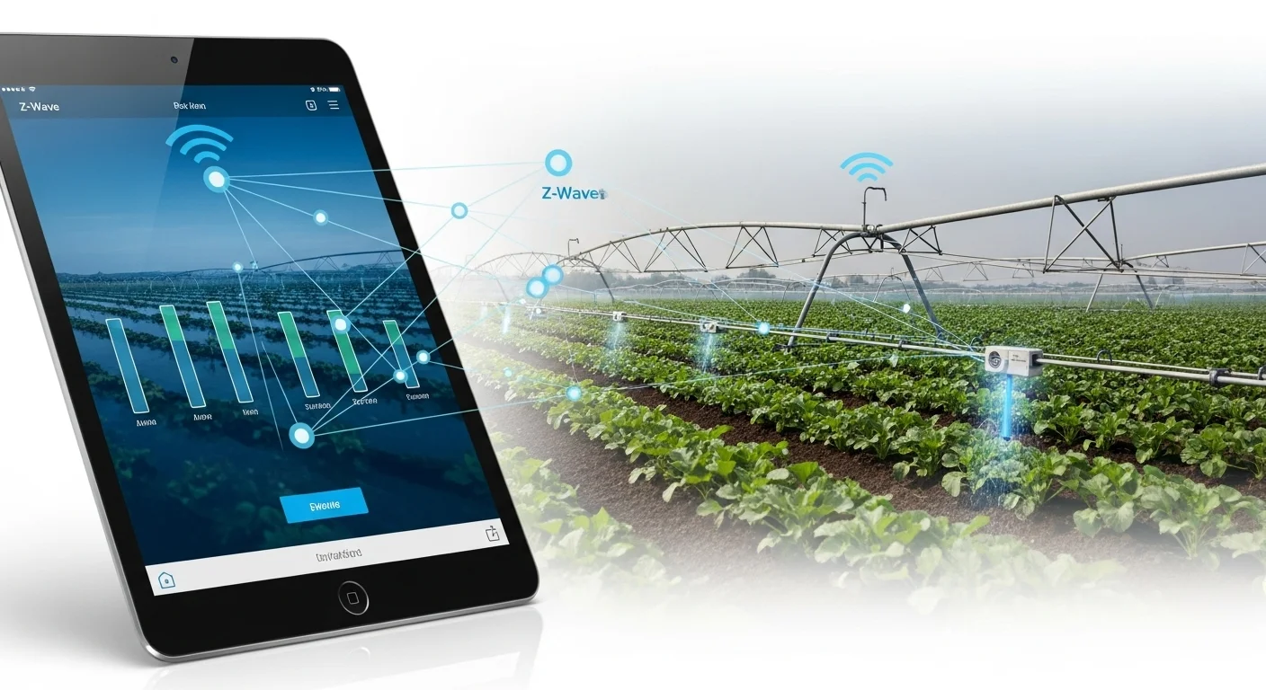 Modern technology landscape with business elements and tech solutions for Irrigation
