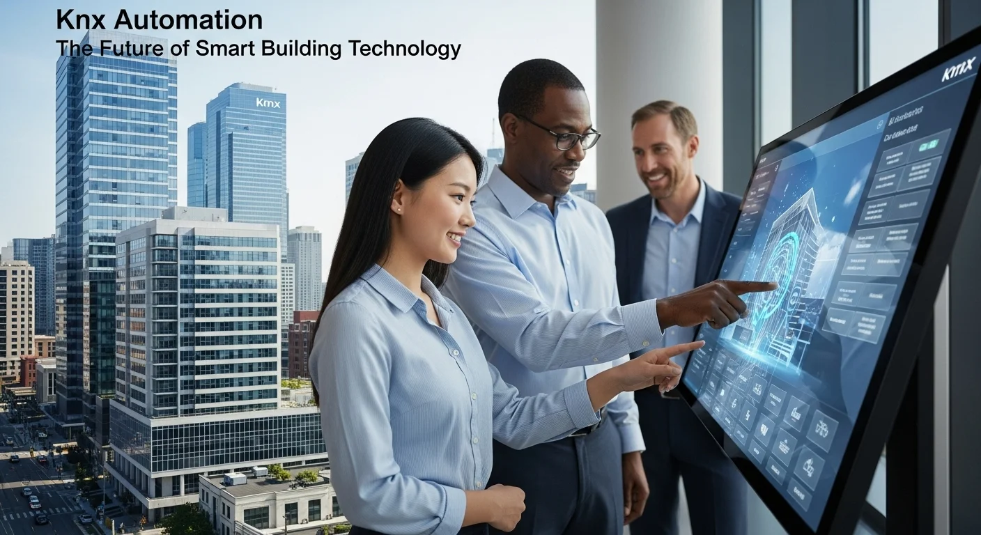 Modern technology landscape with business elements and tech solutions for Knx Automation