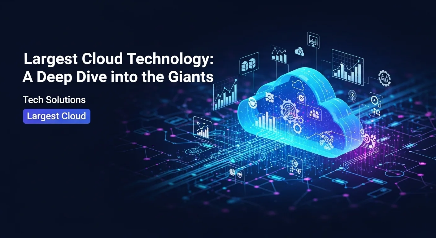 Modern technology landscape with business elements and tech solutions for Largest Cloud