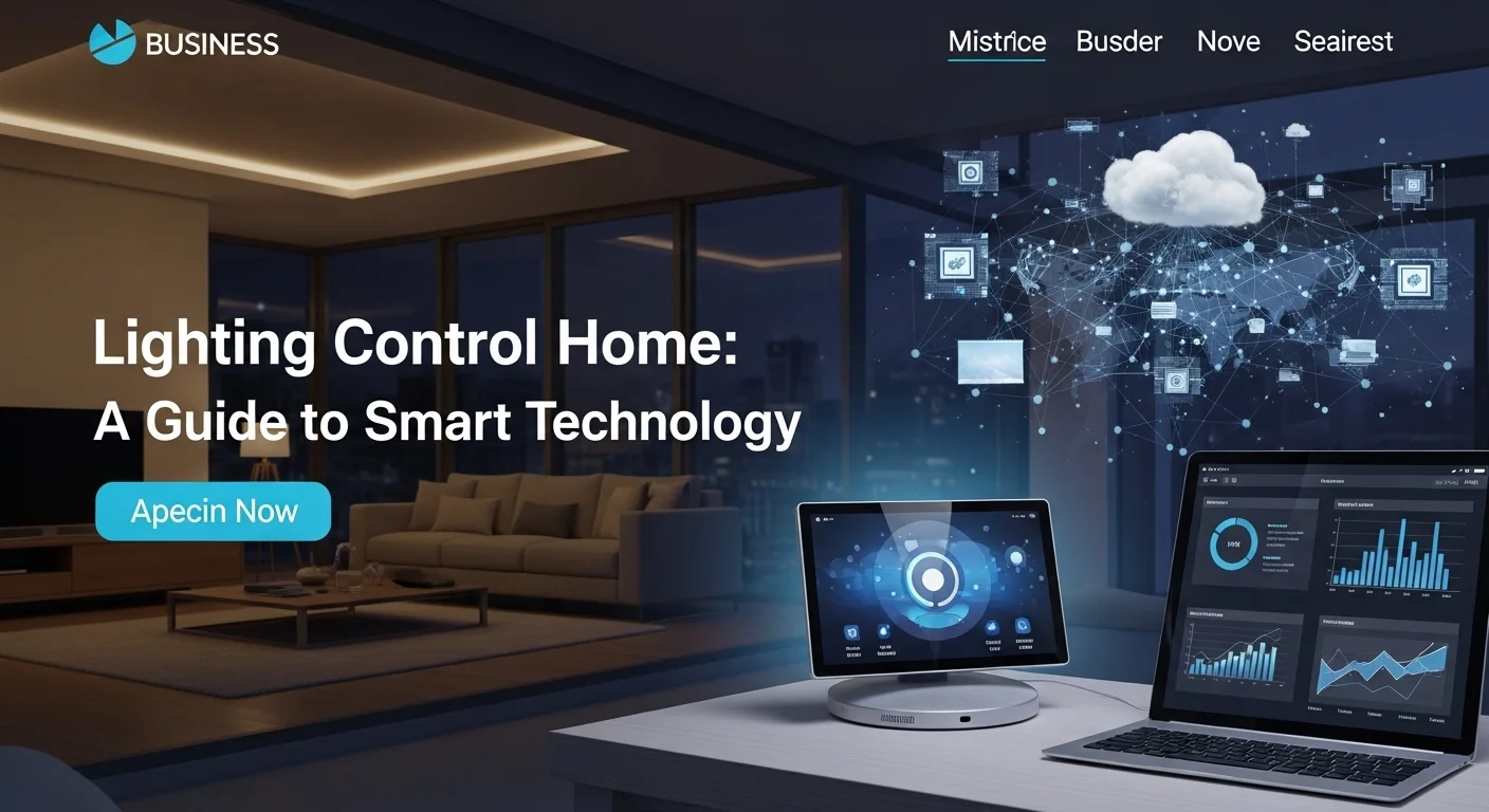 Modern technology landscape with business elements and tech solutions for Lighting Control Home