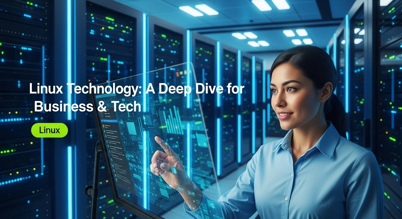 Business technology with innovation and digital resources to discover Linux