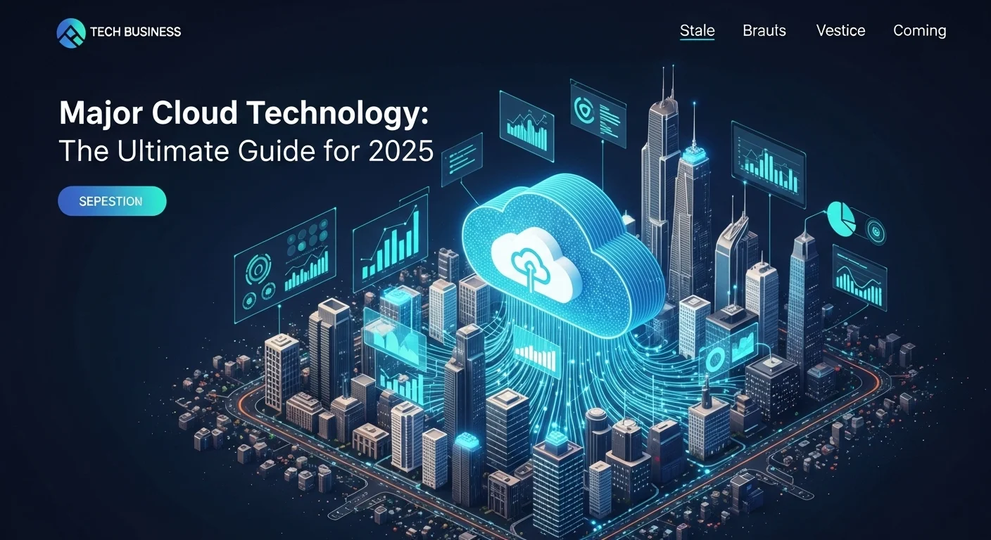 Modern technology landscape with business elements and tech solutions for Major Cloud