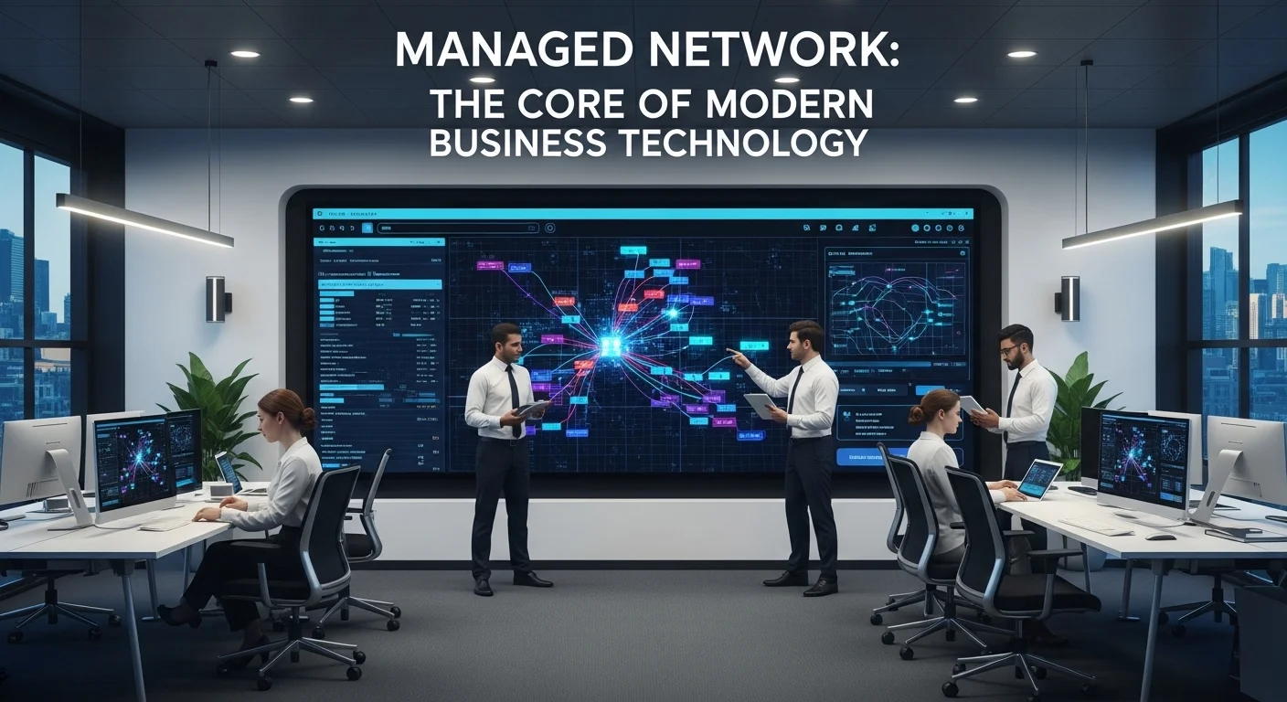 Business technology with innovation and digital resources to discover Managed Network