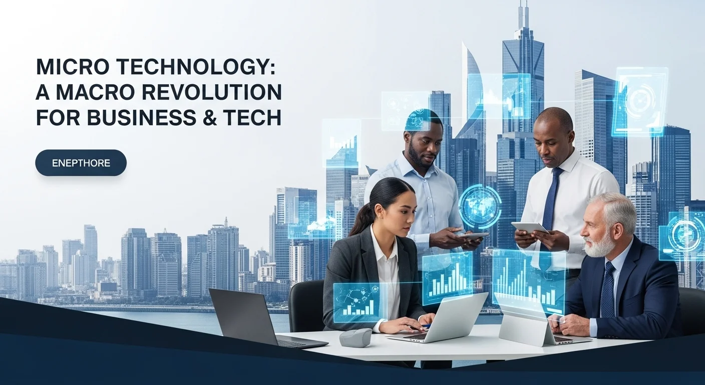 Business technology with innovation and digital resources to discover Micro
