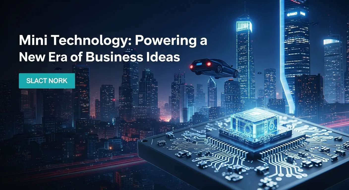 Modern technology landscape with business elements and tech solutions for Mini