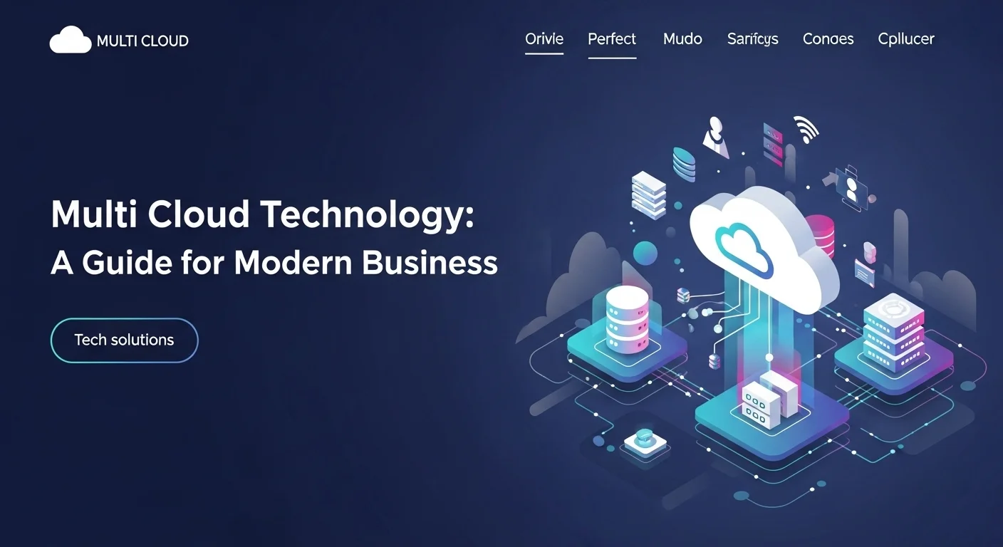 Modern technology landscape with business elements and tech solutions for Multi Cloud