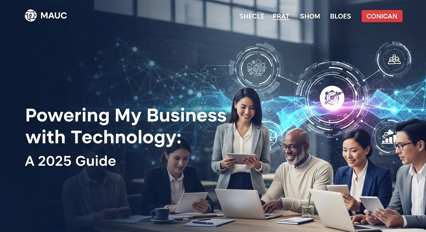 Modern technology landscape with business elements and tech solutions for My Business