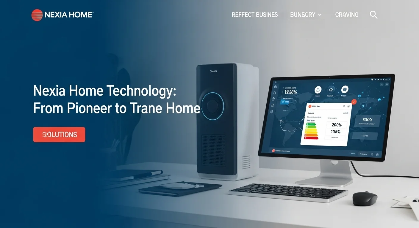 Modern technology landscape with business elements and tech solutions for Nexia Home