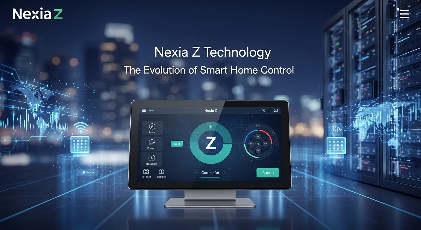 Modern technology landscape with business elements and tech solutions for Nexia Z