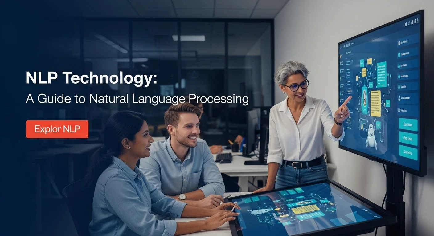 Business technology with innovation and digital resources to discover Nlp