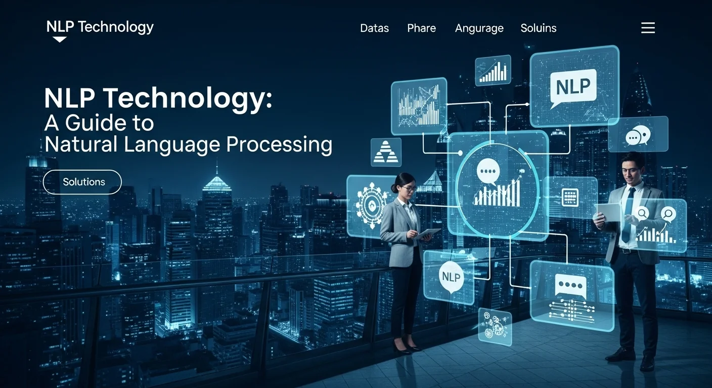 Modern technology landscape with business elements and tech solutions for Nlp
