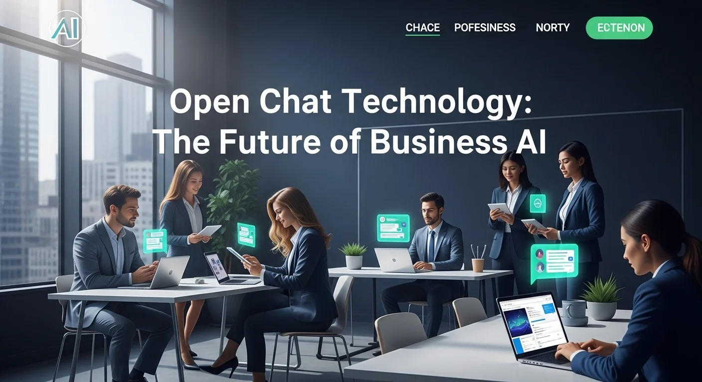 Business technology with innovation and digital resources to discover Open Chat