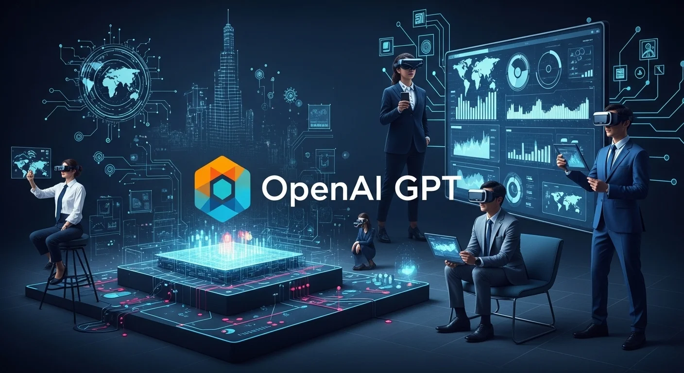 Modern technology landscape with business elements and tech solutions for Openai Gpt