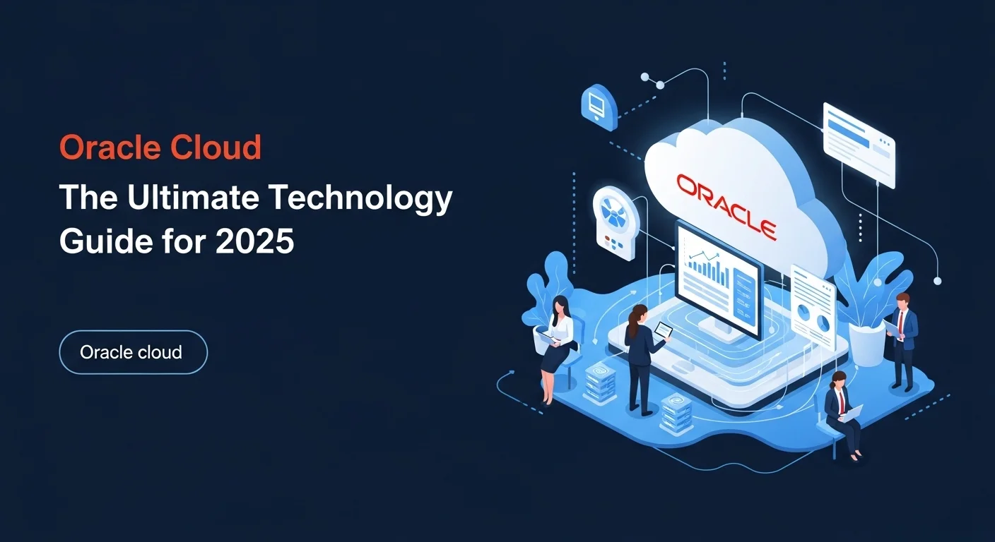 Modern technology landscape with business elements and tech solutions for Oracle Cloud