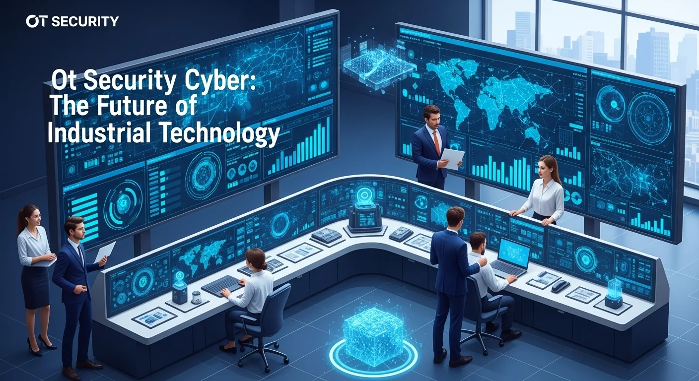 Modern technology landscape with business elements and tech solutions for Ot Security Cyber