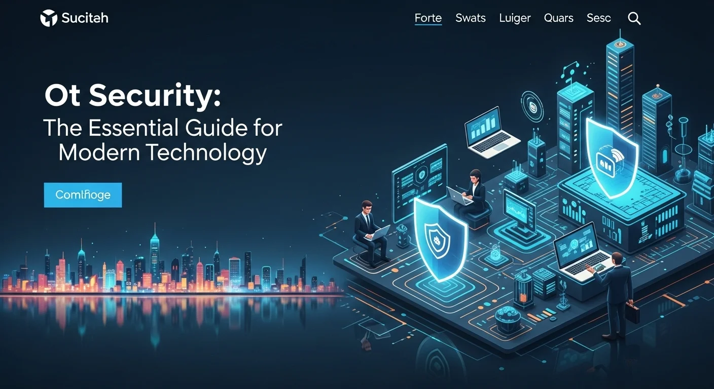 Modern technology landscape with business elements and tech solutions for Ot Security