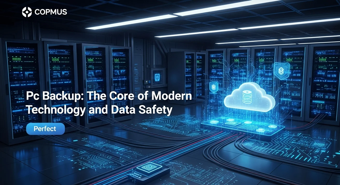 Modern technology landscape with business elements and tech solutions for Pc Backup