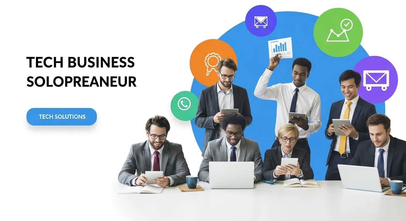 Modern technology landscape with business elements and tech solutions for Personal Business