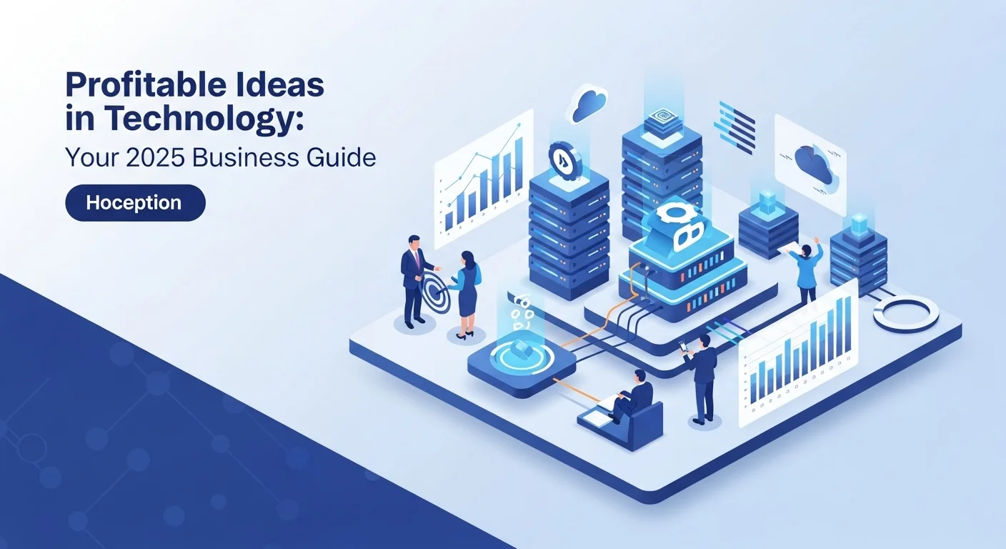 Modern technology landscape with business elements and tech solutions for Profitable Ideas
