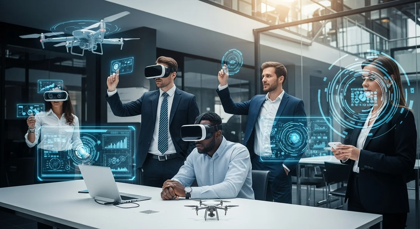 Modern technology landscape with business elements and tech solutions for Profitable Startup