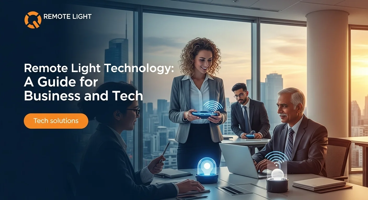 Modern technology landscape with business elements and tech solutions for Remote Light