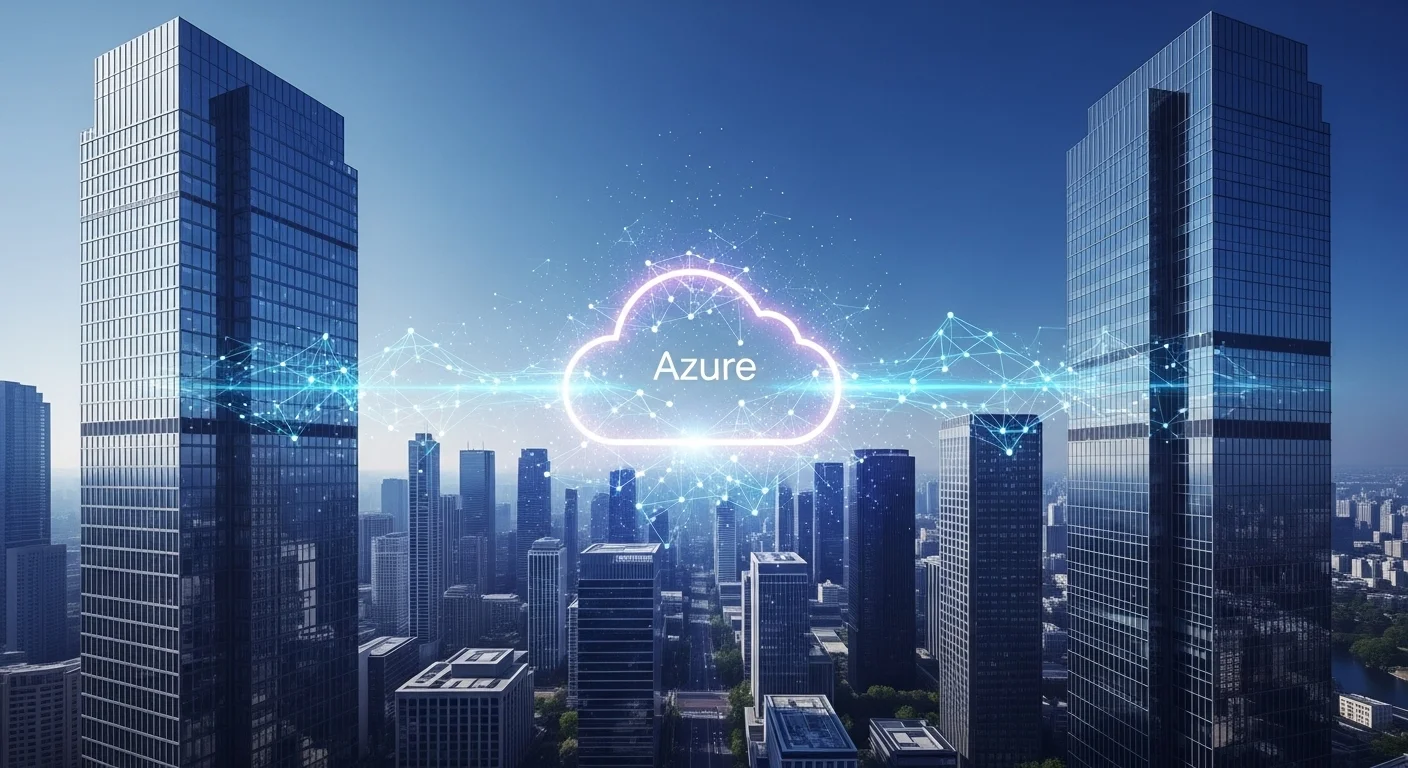 Modern technology landscape with business elements and tech solutions for Saas Azure