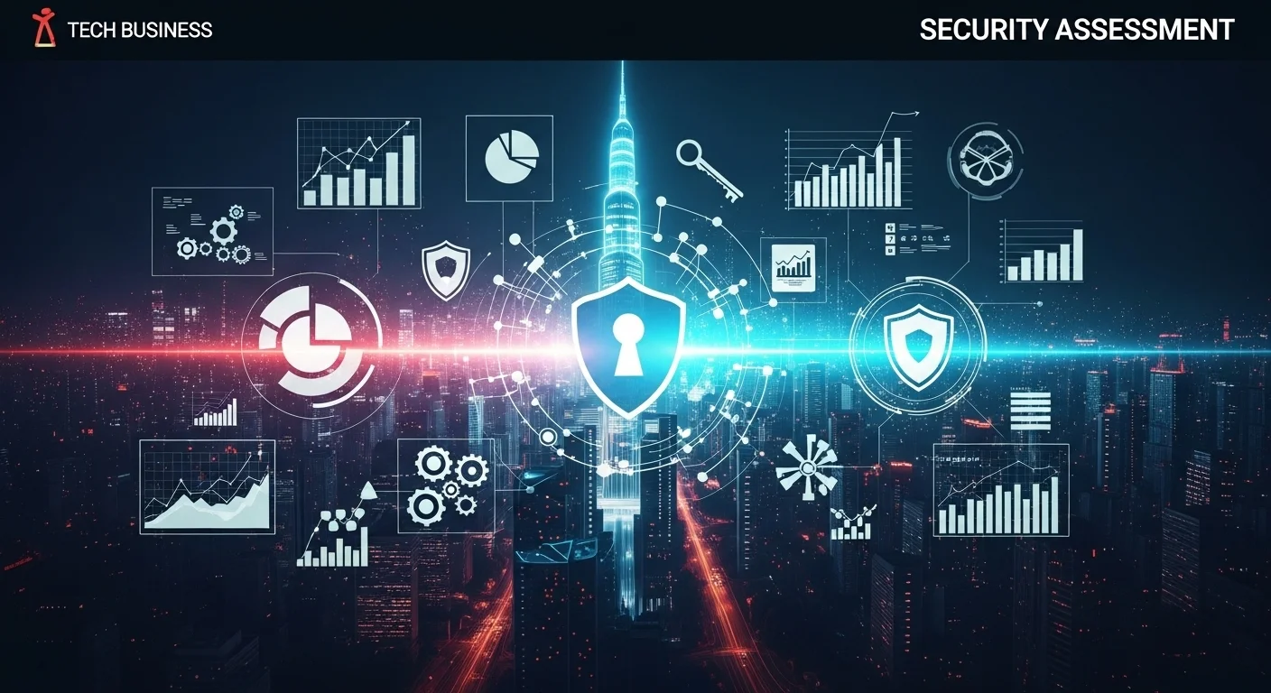 Modern technology landscape with business elements and tech solutions for Security Assessment