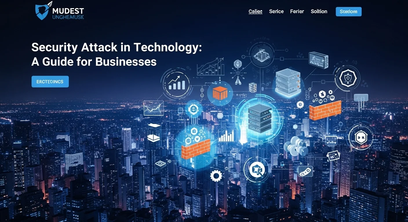 Modern technology landscape with business elements and tech solutions for Security Attack