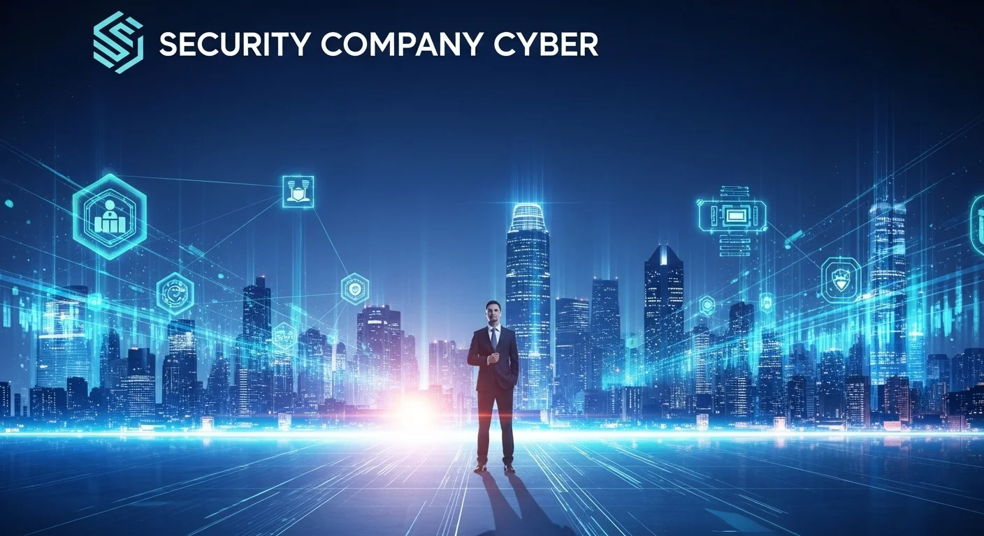 Modern technology landscape with business elements and tech solutions for Security Company Cyber
