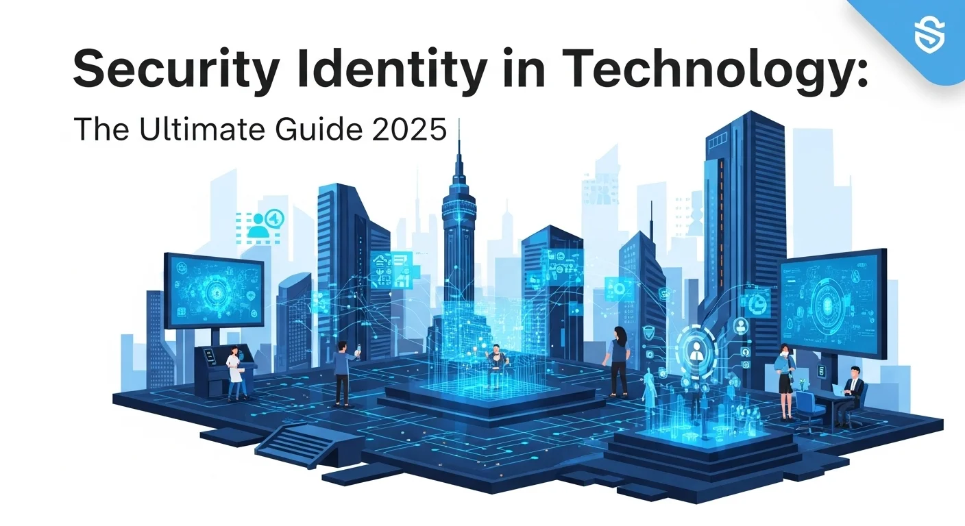Modern technology landscape with business elements and tech solutions for Security Identity