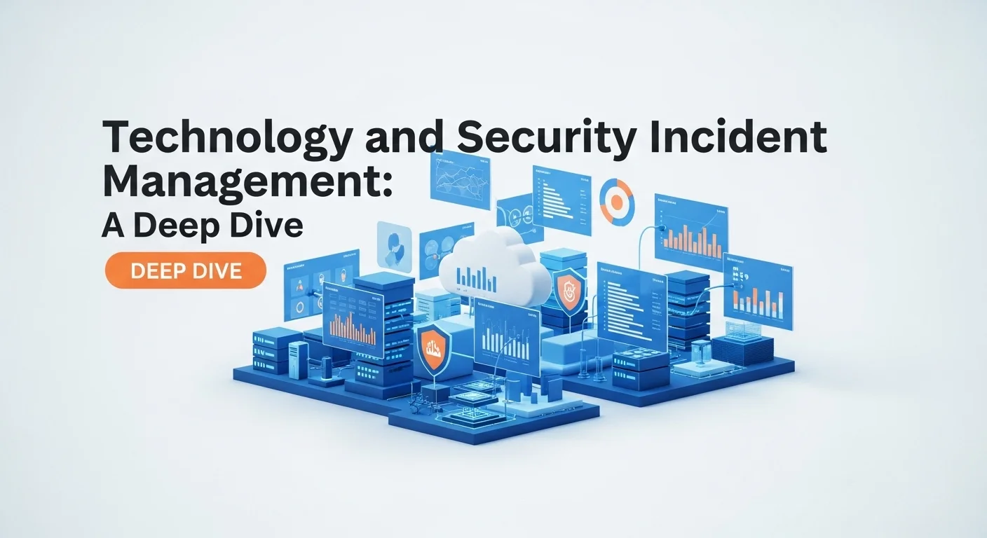Modern technology landscape with business elements and tech solutions for Security Incident Management