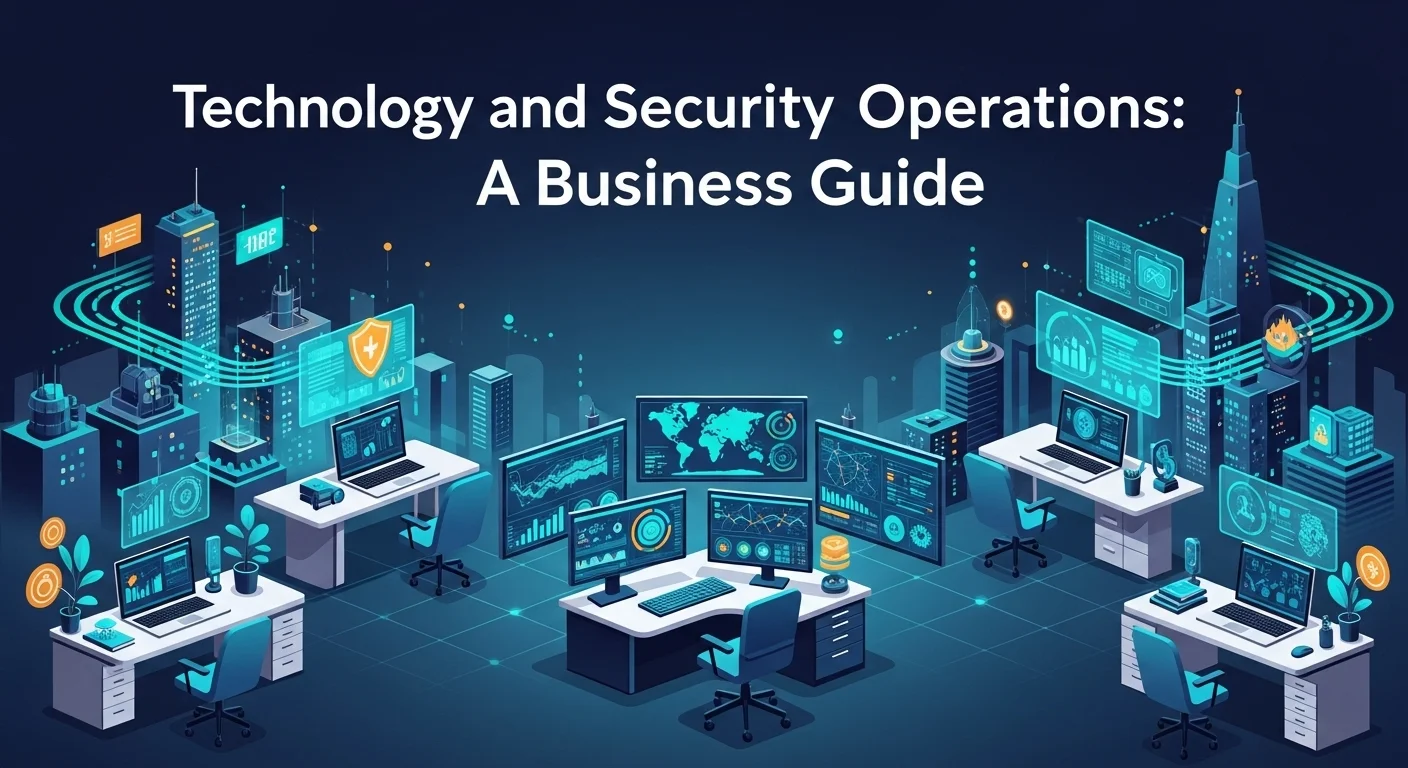 Modern technology landscape with business elements and tech solutions for Security Operations