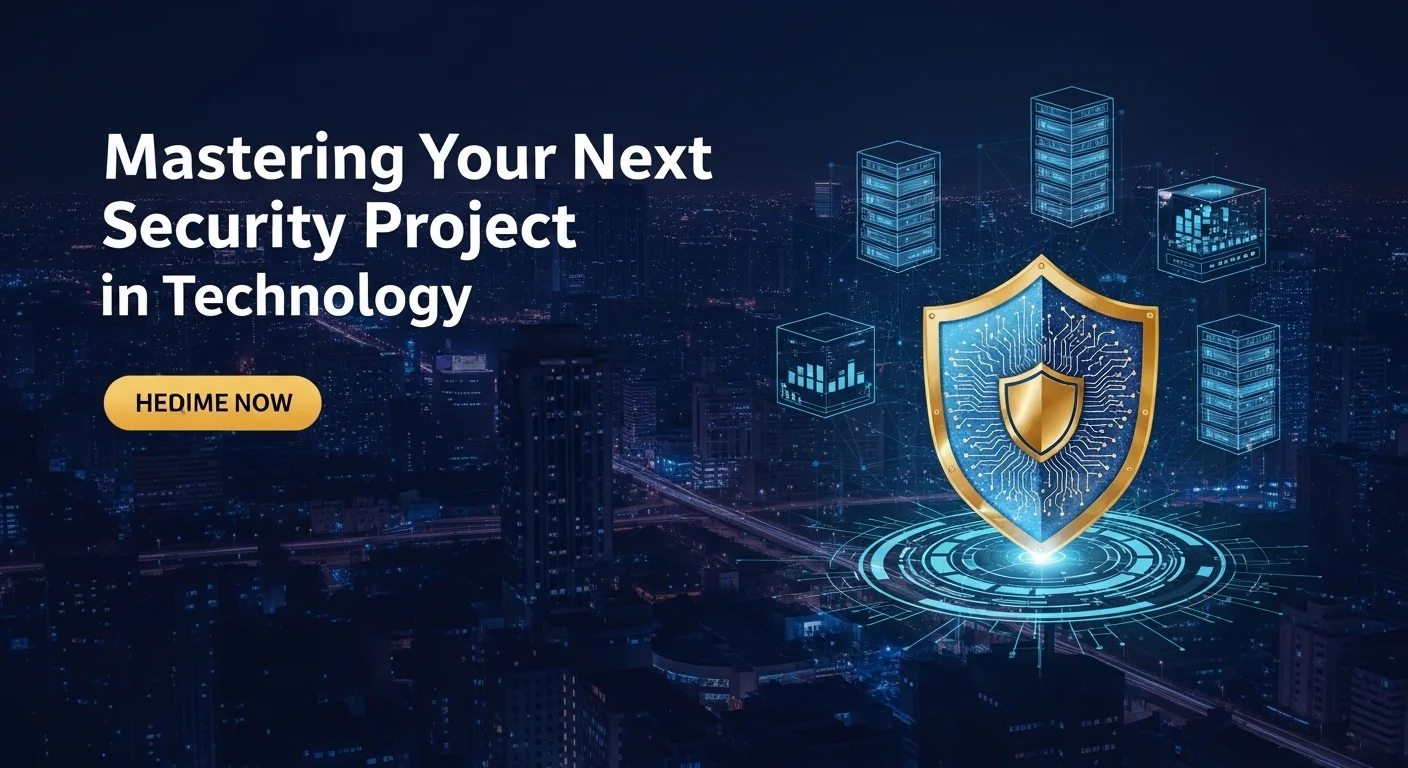 Modern technology landscape with business elements and tech solutions for Security Project