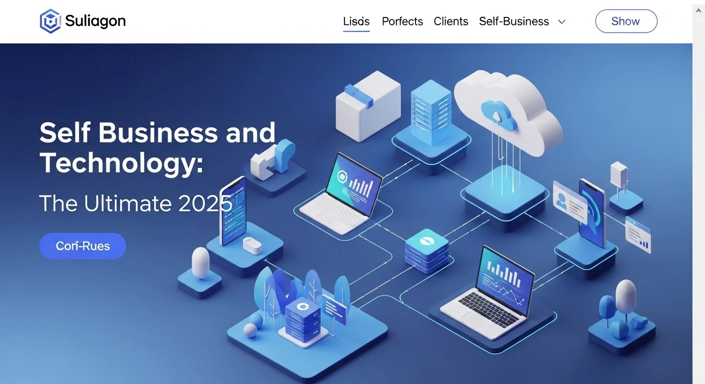 Modern technology landscape with business elements and tech solutions for Self Business