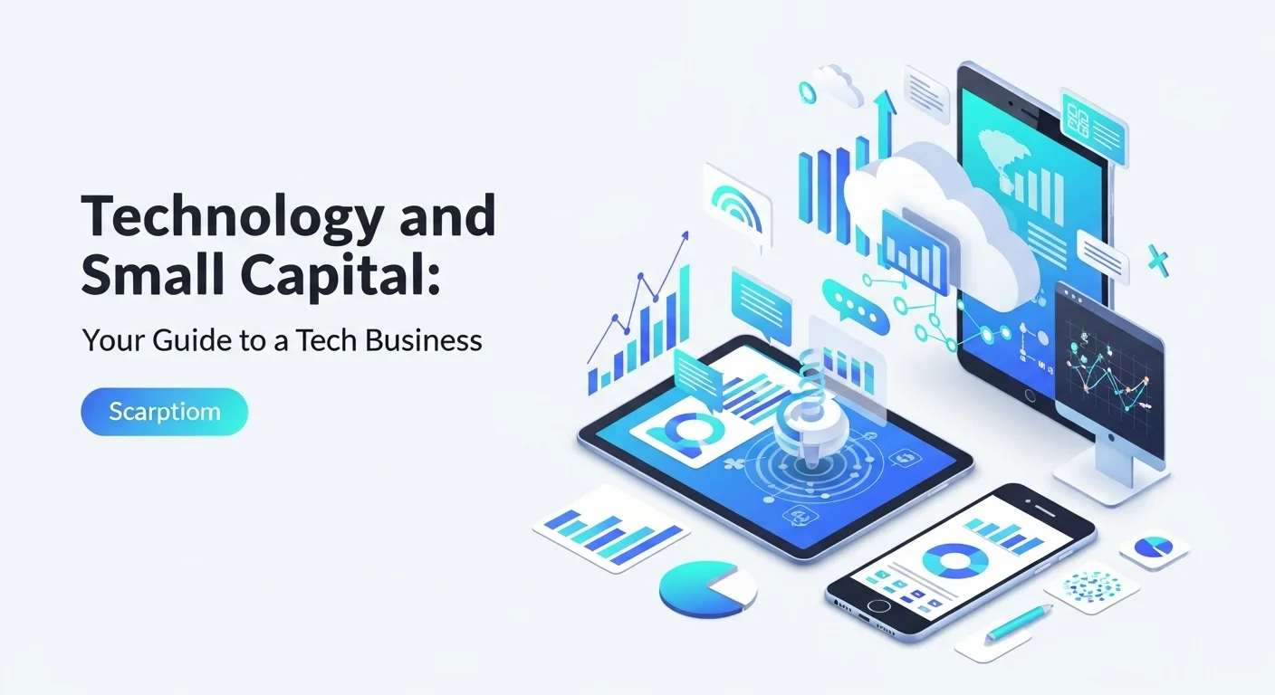 Modern technology landscape with business elements and tech solutions for Small Capital