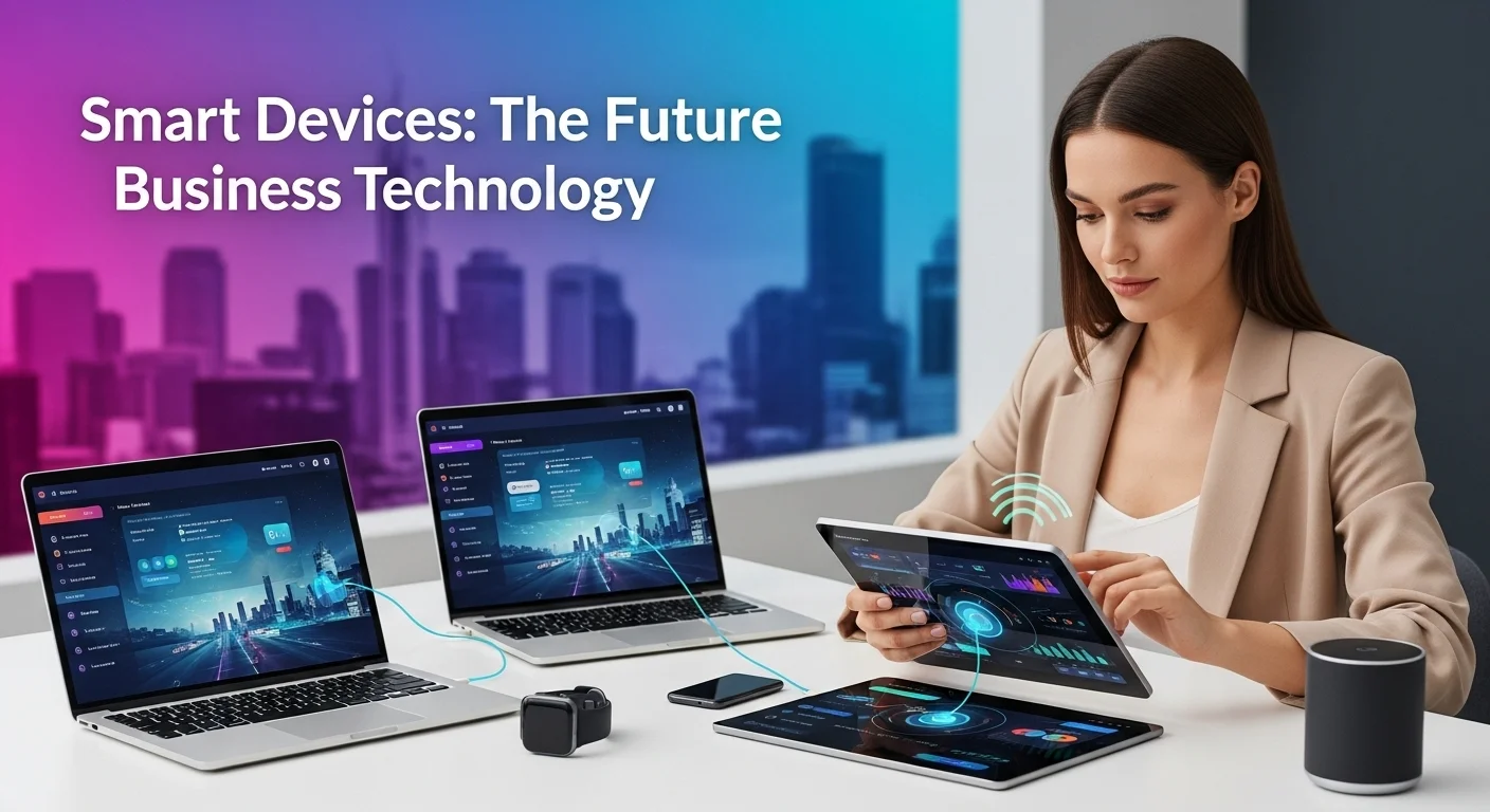 Business technology with innovation and digital resources to discover Smart Devices