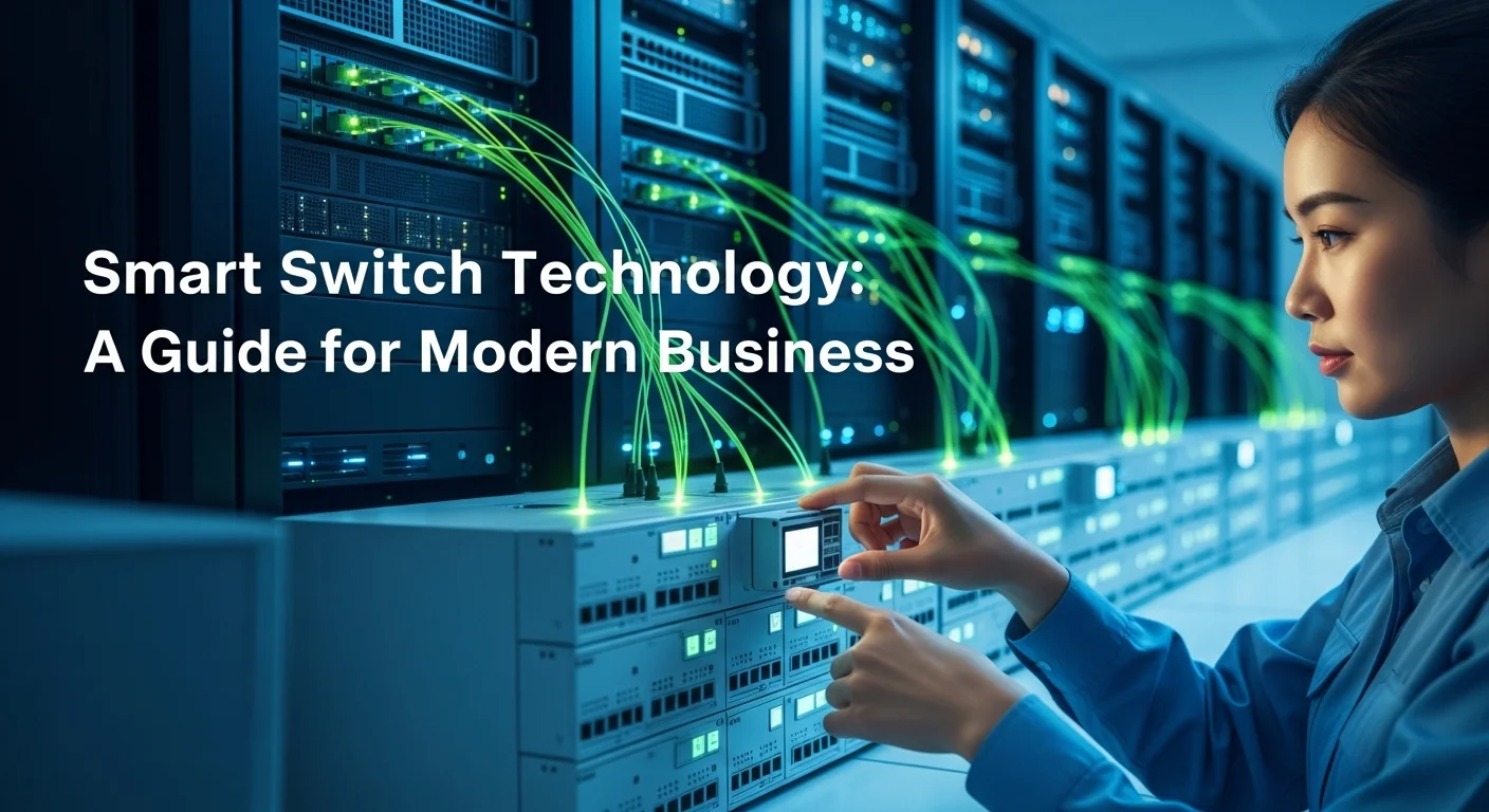 Modern technology landscape with business elements and tech solutions for Smart Switch
